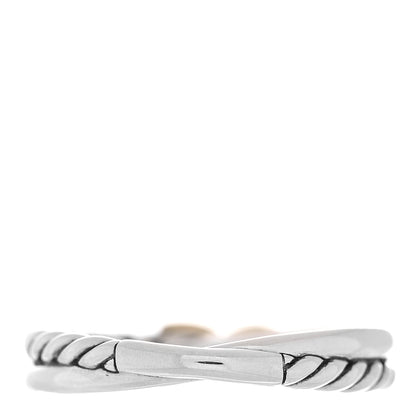 David Yurman Sterling Silver 18K Yellow Gold Petite X Crossover Ring 54 7 3 of 4