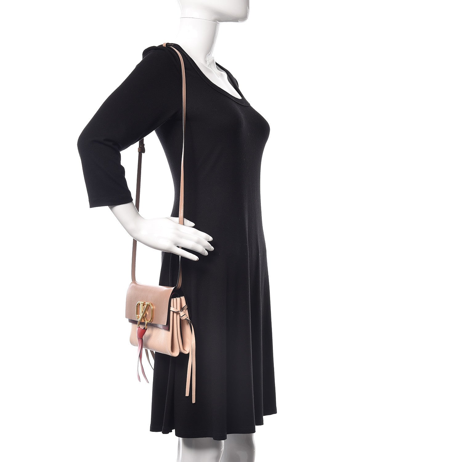 Valentino Garavani Smooth Calfskin Small VRing Crossbody Bag Rose Cannelle Light Ivory Cerise 2 of 9