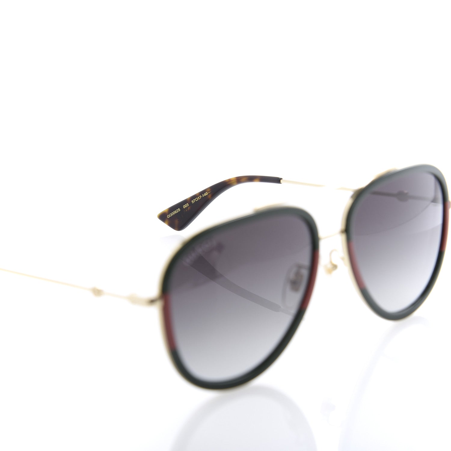 Gucci Acetate Web Aviator Sunglasses GG0062S Green Red 5 of 8