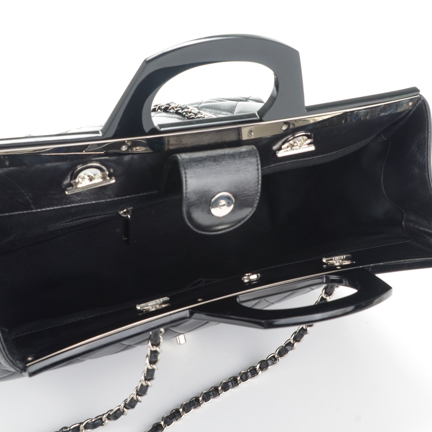 Chanel Glazed Calfskin Large CC Delivery Tote Black 5 of 7