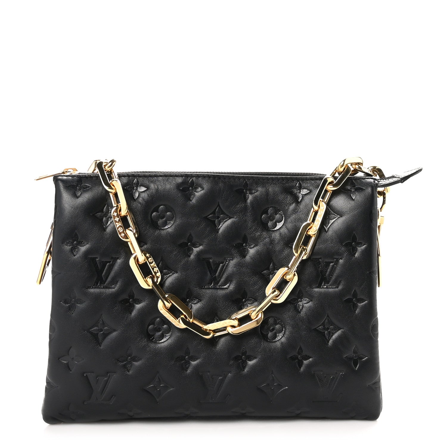 Louis Vuitton Lambskin Embossed Monogram Coussin PM Black 1 of 9