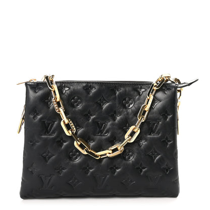 Louis Vuitton Lambskin Embossed Monogram Coussin PM Black 1 of 9