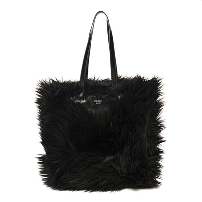 Prada Faux Fur Tote Black 1 of 9