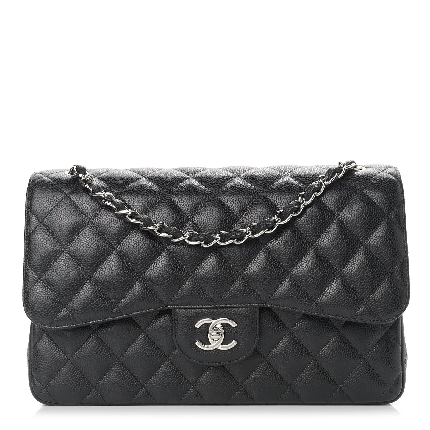 Caviar Quilted Jumbo Double Flap Black