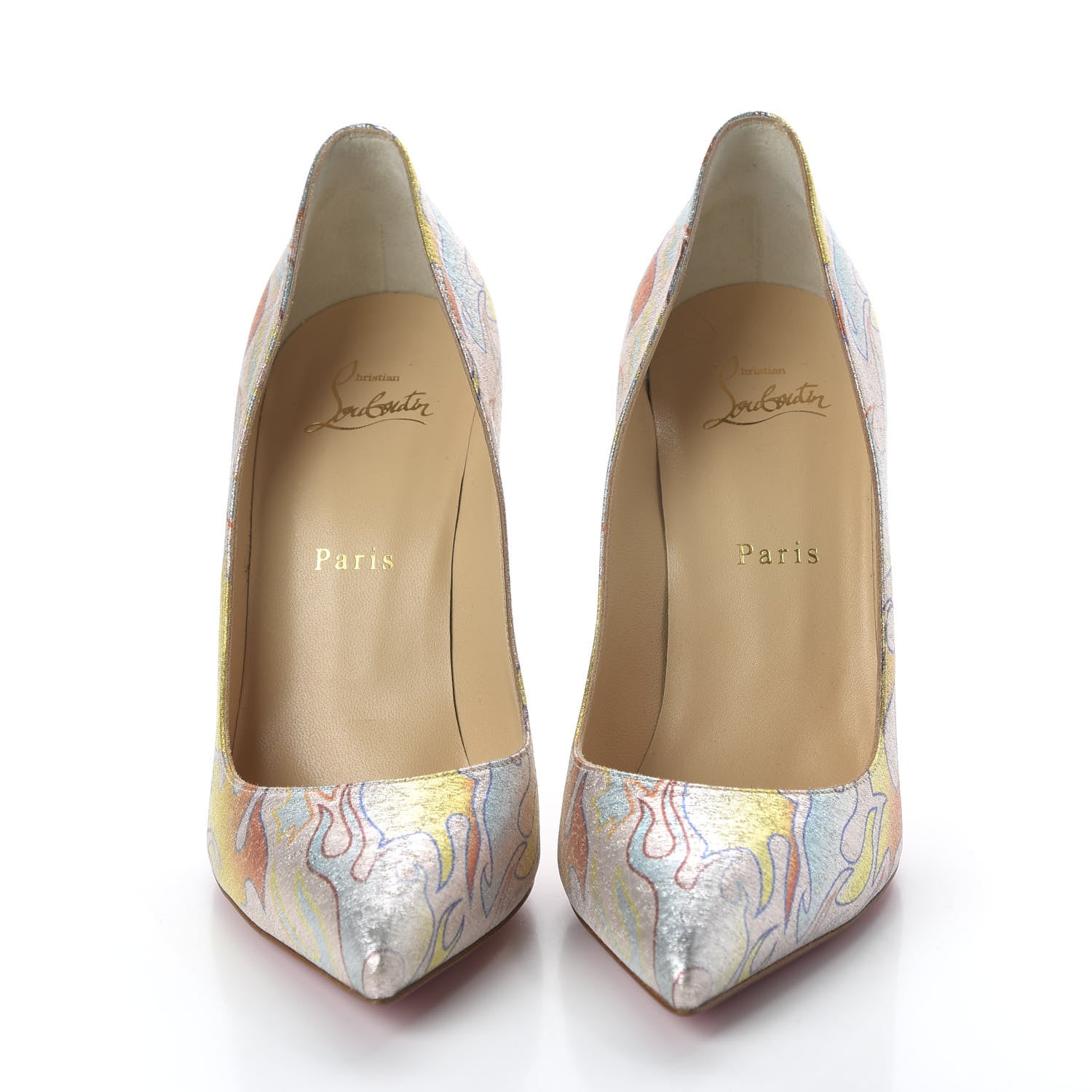 Christian Louboutin Metallic Lurex Flame Printed Pigalle Follies 100 Pumps 39 Multicolor 2 of 8