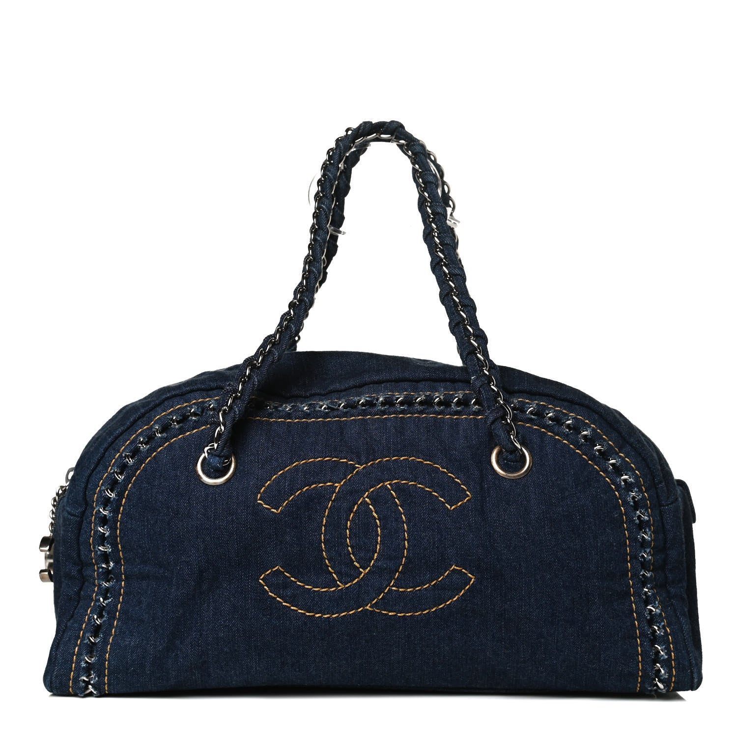 Chanel Denim Luxe Ligne Medium Bowler Blue 1 of 13