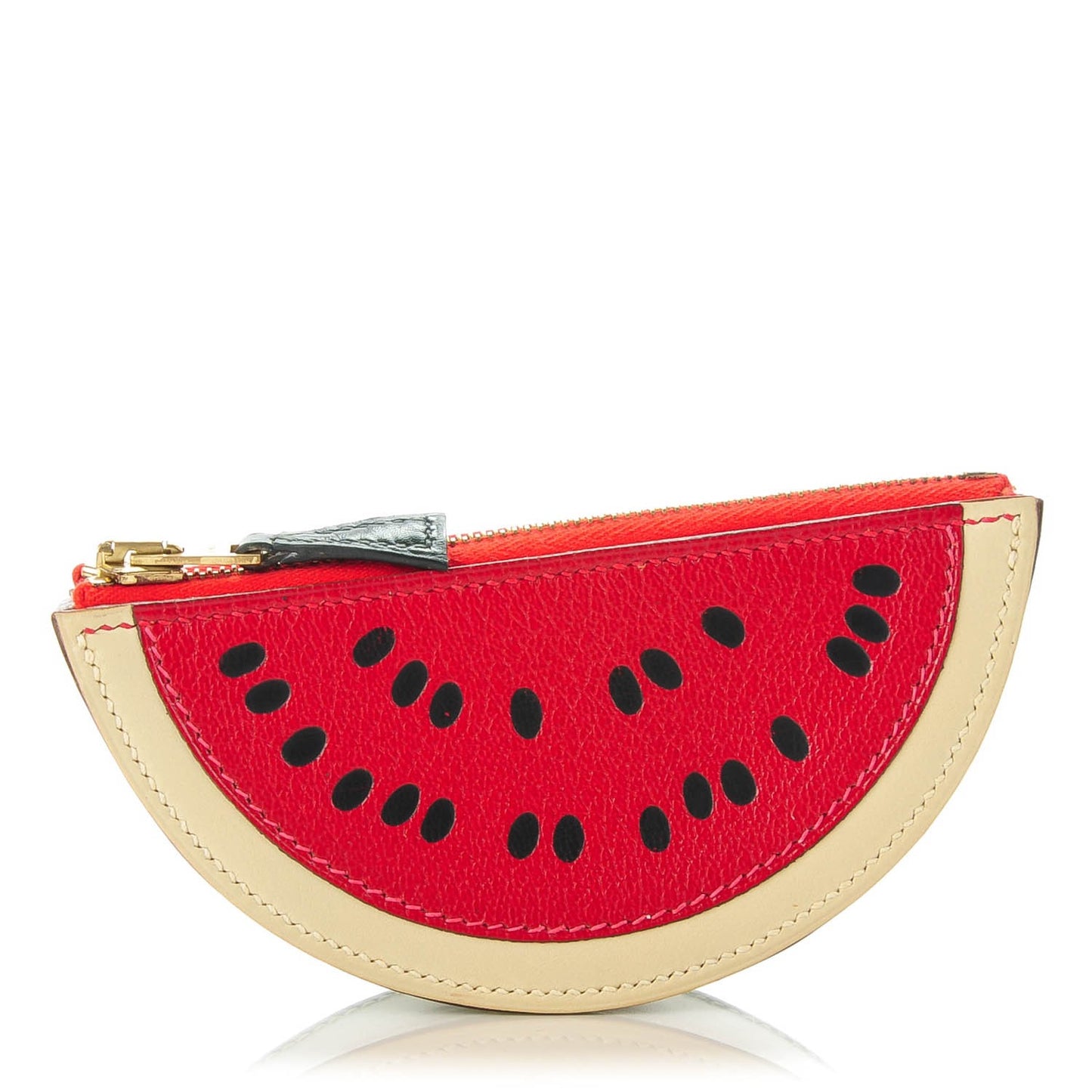 Chevre Mysore Box Watermelon Coin Purse Rouge Garance Vert Fonce Parchemin