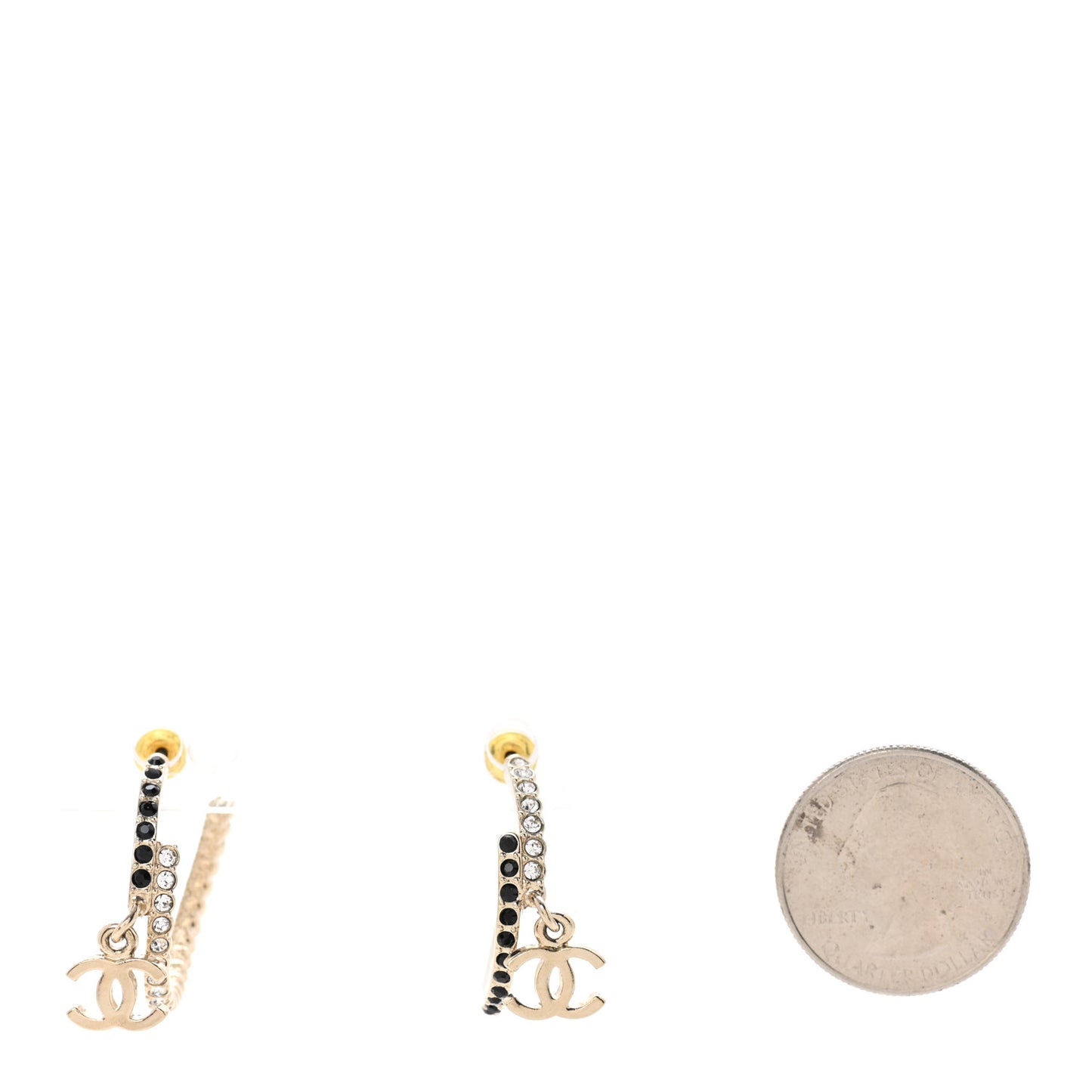 Crystal CC Hoop Earrings Gold Black