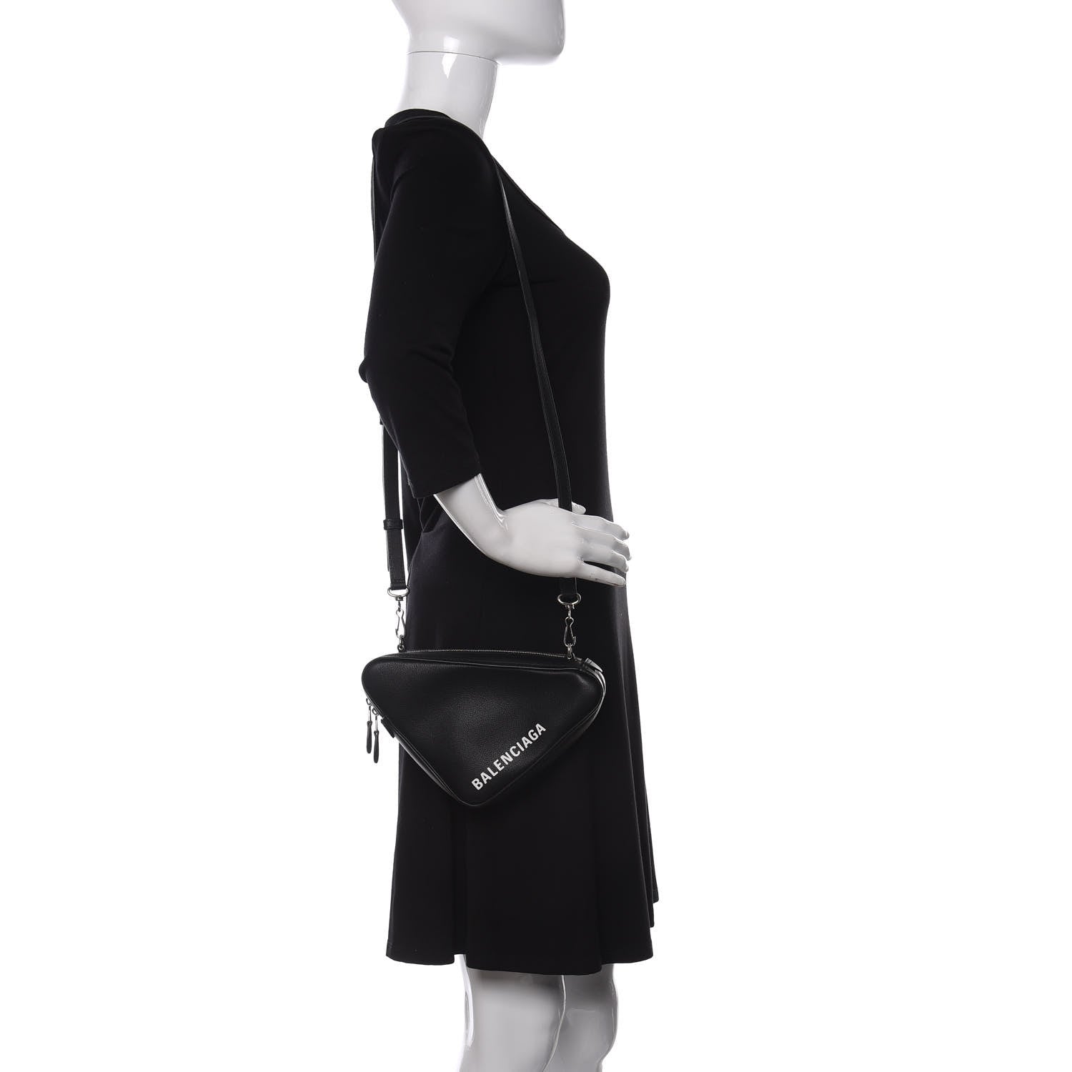 Balenciaga Calfskin Triangle Crossbody Bag Black 2 of 11