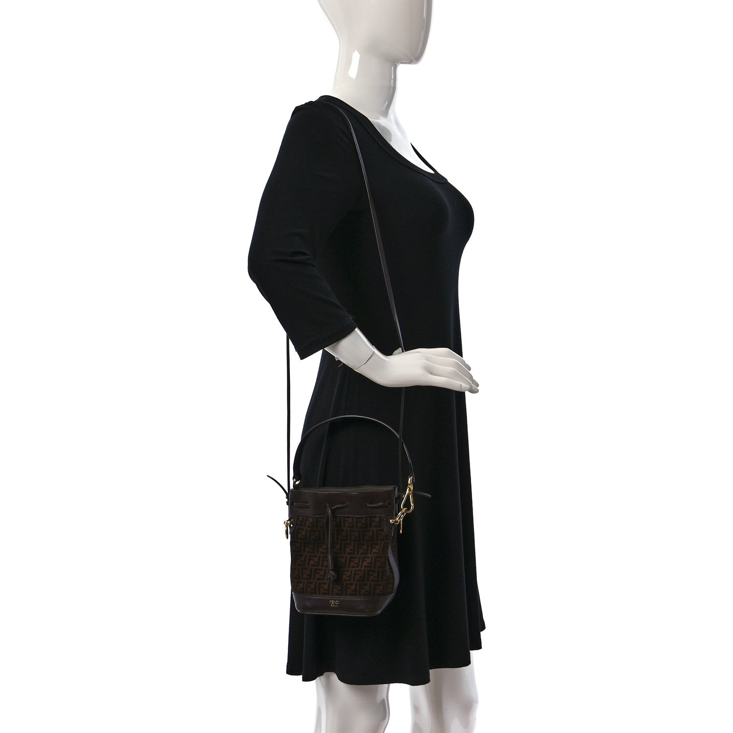 Fendi Suede Vitello King F is Fendi Micro FF Mini Mon Tresor Bucket Bag Sigaro Marrone Ebano 2 of 10