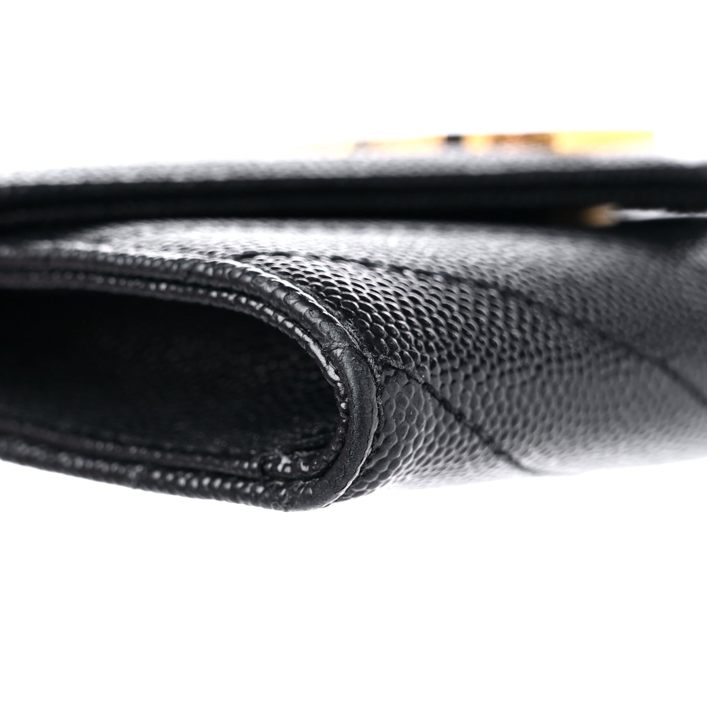 Grain De Poudre Matelasse Chevron Small Monogram Envelope Wallet Black