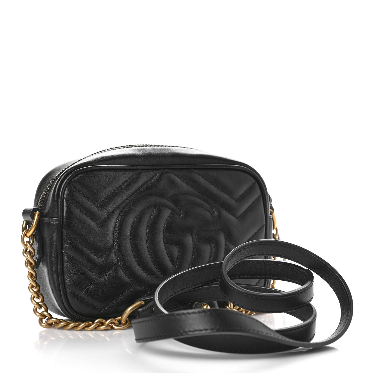 Calfskin Matelasse Mini GG Marmont Chain Shoulder Bag Black