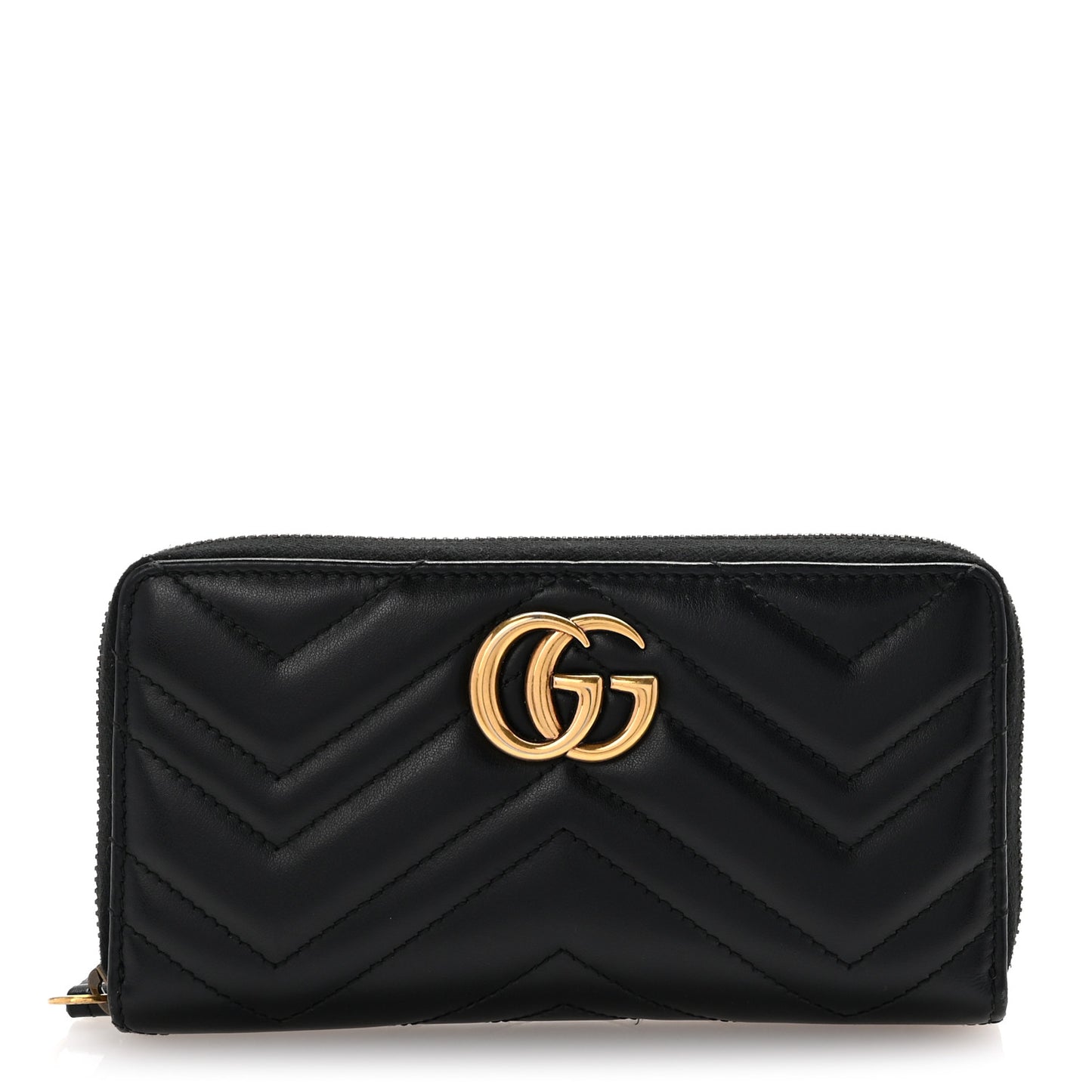Calfskin Matelasse GG Marmont Zip Around Wallet Black