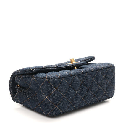 Chanel Denim Quilted Mini Rectangular Flap Dark Blue 4 of 11