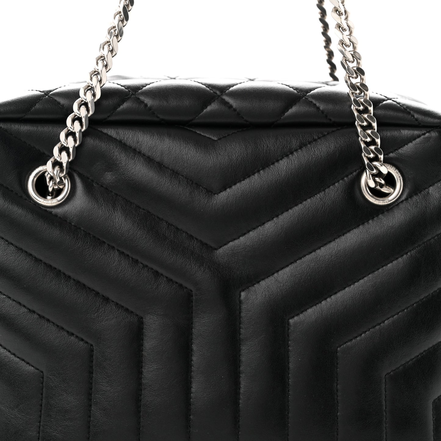 Calfskin Y Quilted Monogram Medium Loulou Bowling Bag Black