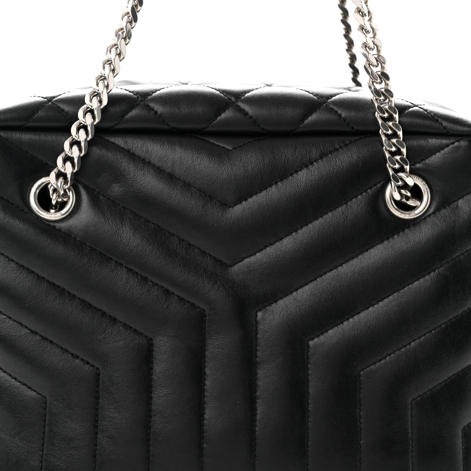 Saint Laurent Calfskin Y Quilted Monogram Medium Loulou Bowling Bag Black 8 of 10