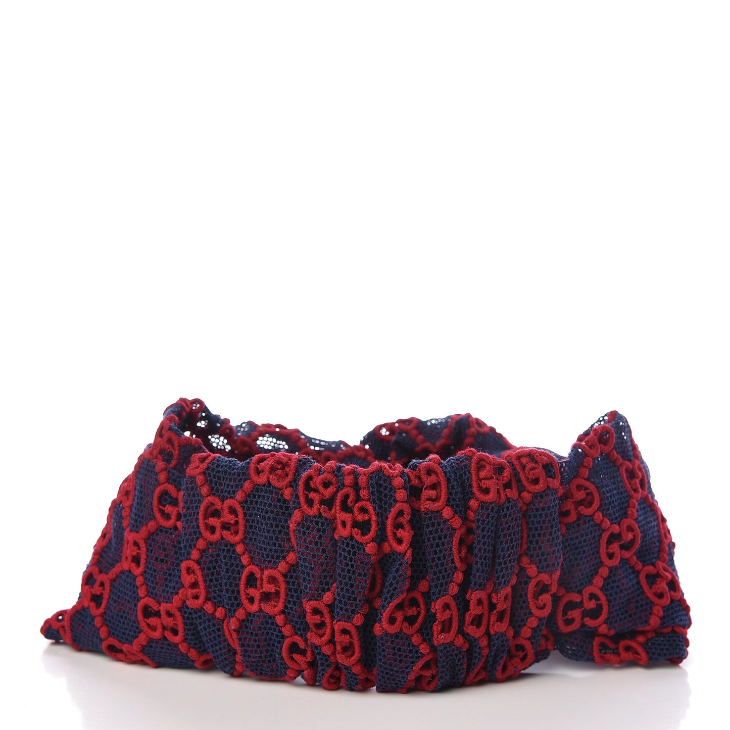 Cotton Embroidered GG Blend Headband M Blue Red