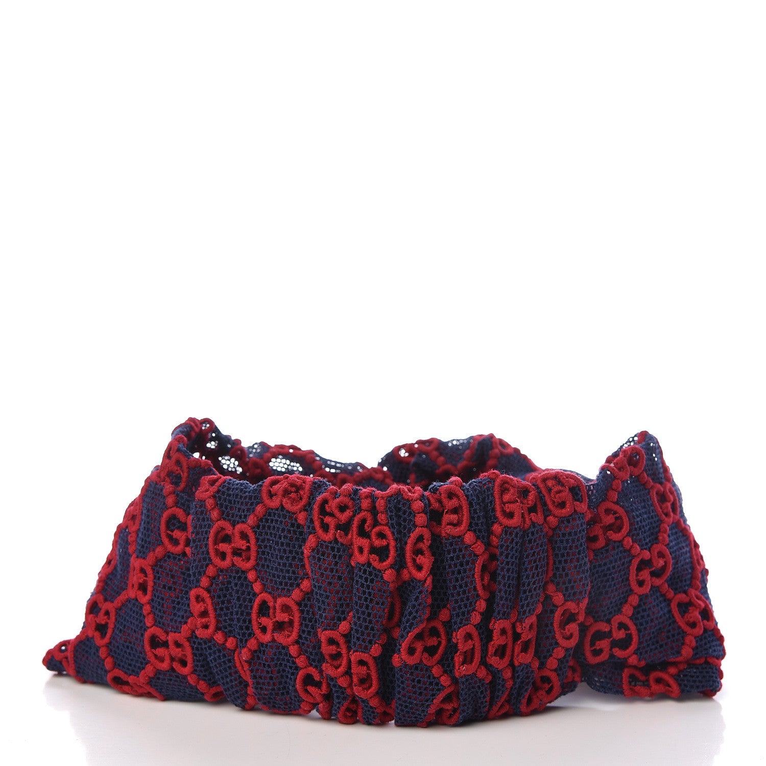 Gucci Cotton Embroidered GG Blend Headband M Blue Red 3 of 5