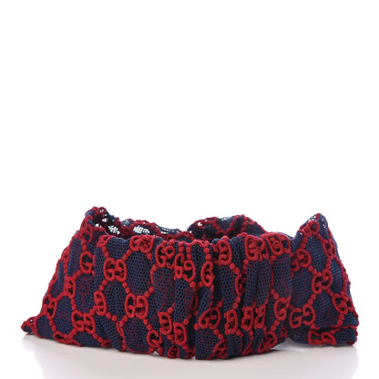 Gucci Cotton Embroidered GG Blend Headband M Blue Red 3 of 5