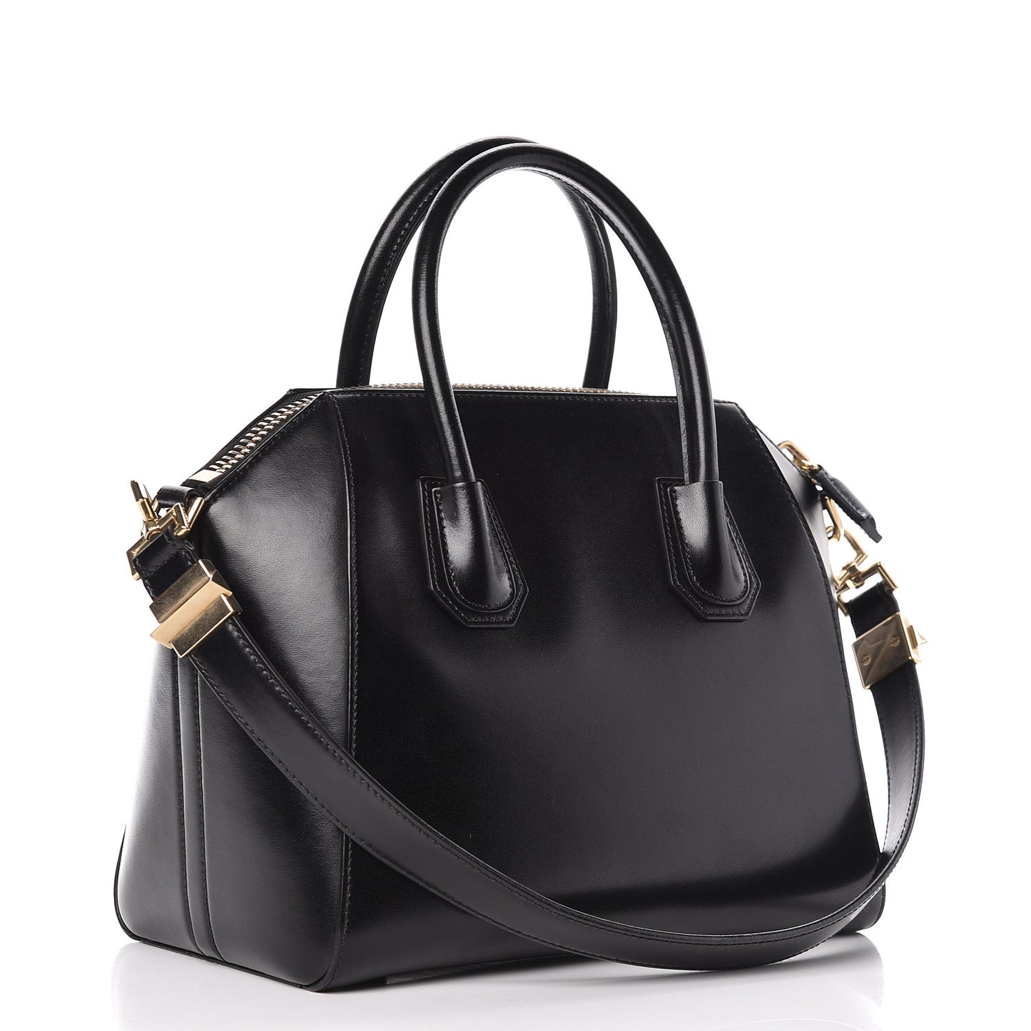 Shiny Lord Calfskin Small Antigona Black