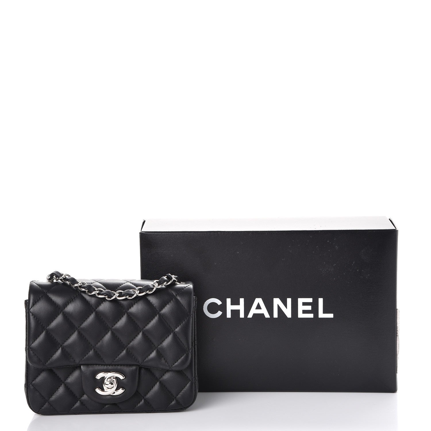 Chanel Lambskin Quilted Mini Square Flap Black 8 of 8