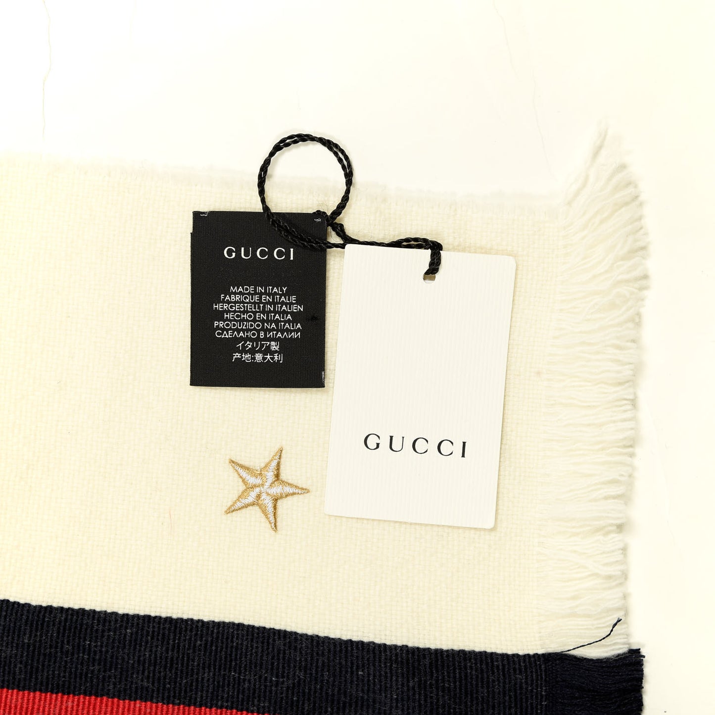 Wool Cashmere Silk Web Star Scarf White