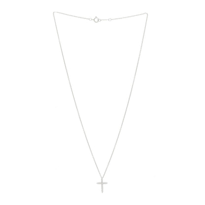 Tiffany Platinum Diamond Mini Cross Pendant Necklace 3 of 6