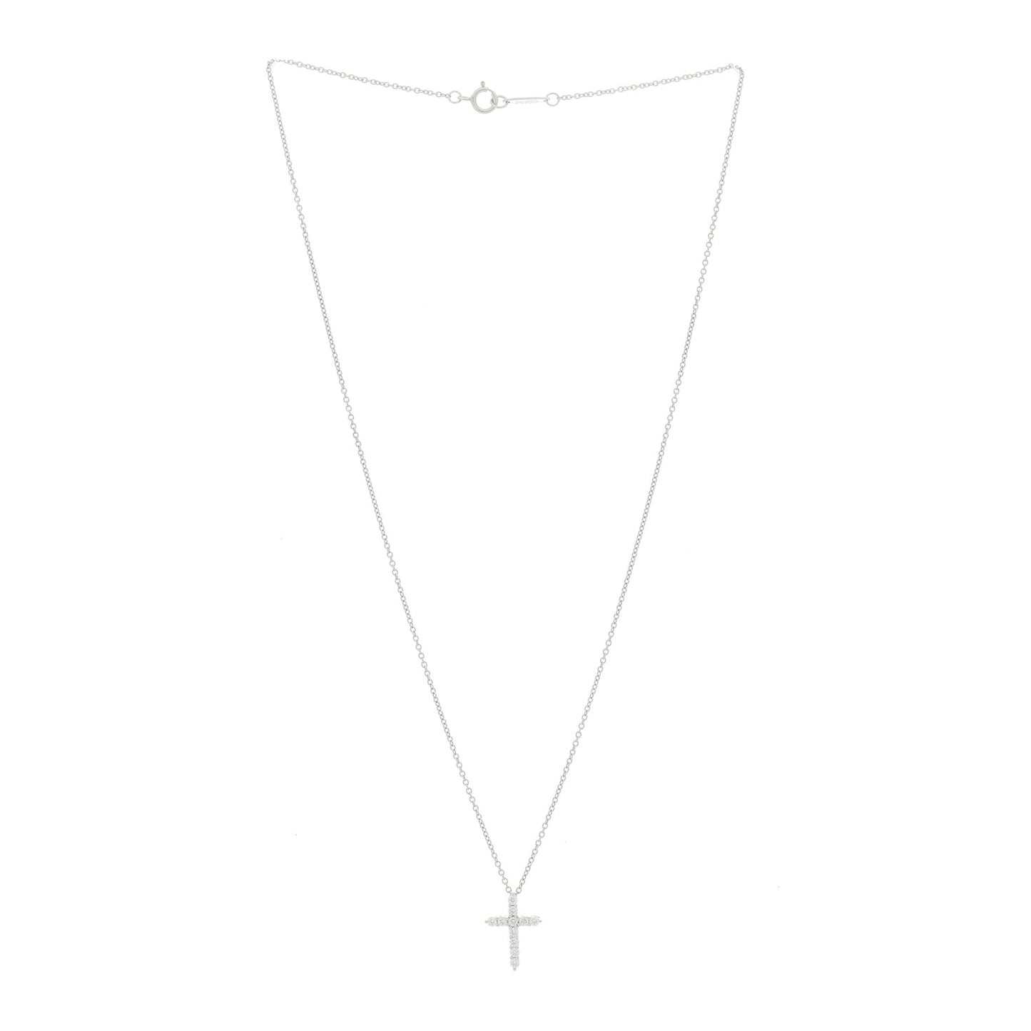 Platinum Diamond Mini Cross Pendant Necklace