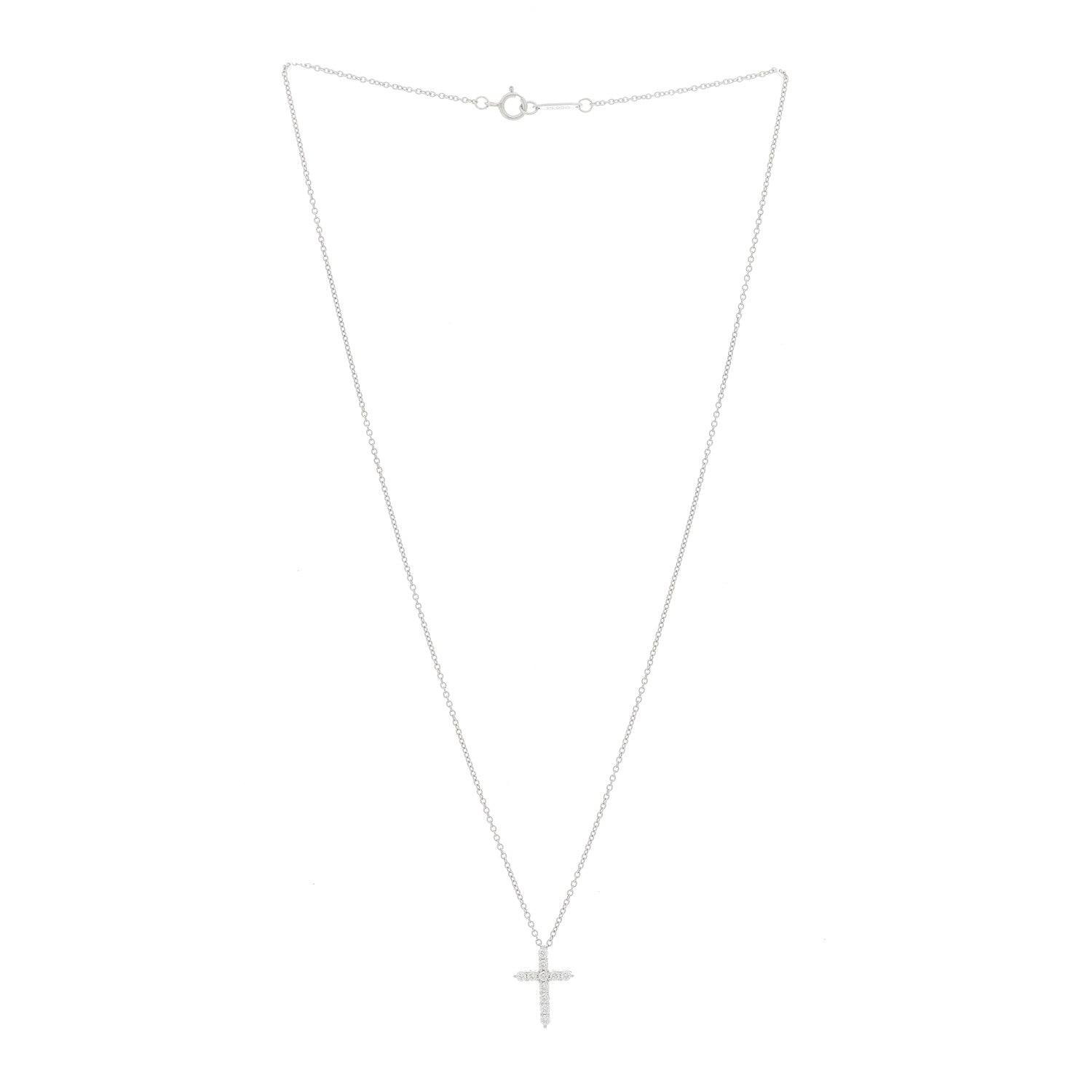 Tiffany Platinum Diamond Mini Cross Pendant Necklace 3 of 5