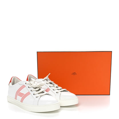Hermes Calfskin Mens Advantage Sneakers 43 White Orange 9 of 9