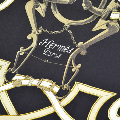 Hermes Silk Scarf L'Instruction Du Roy Scarf 90 Black Gold 4 of 8