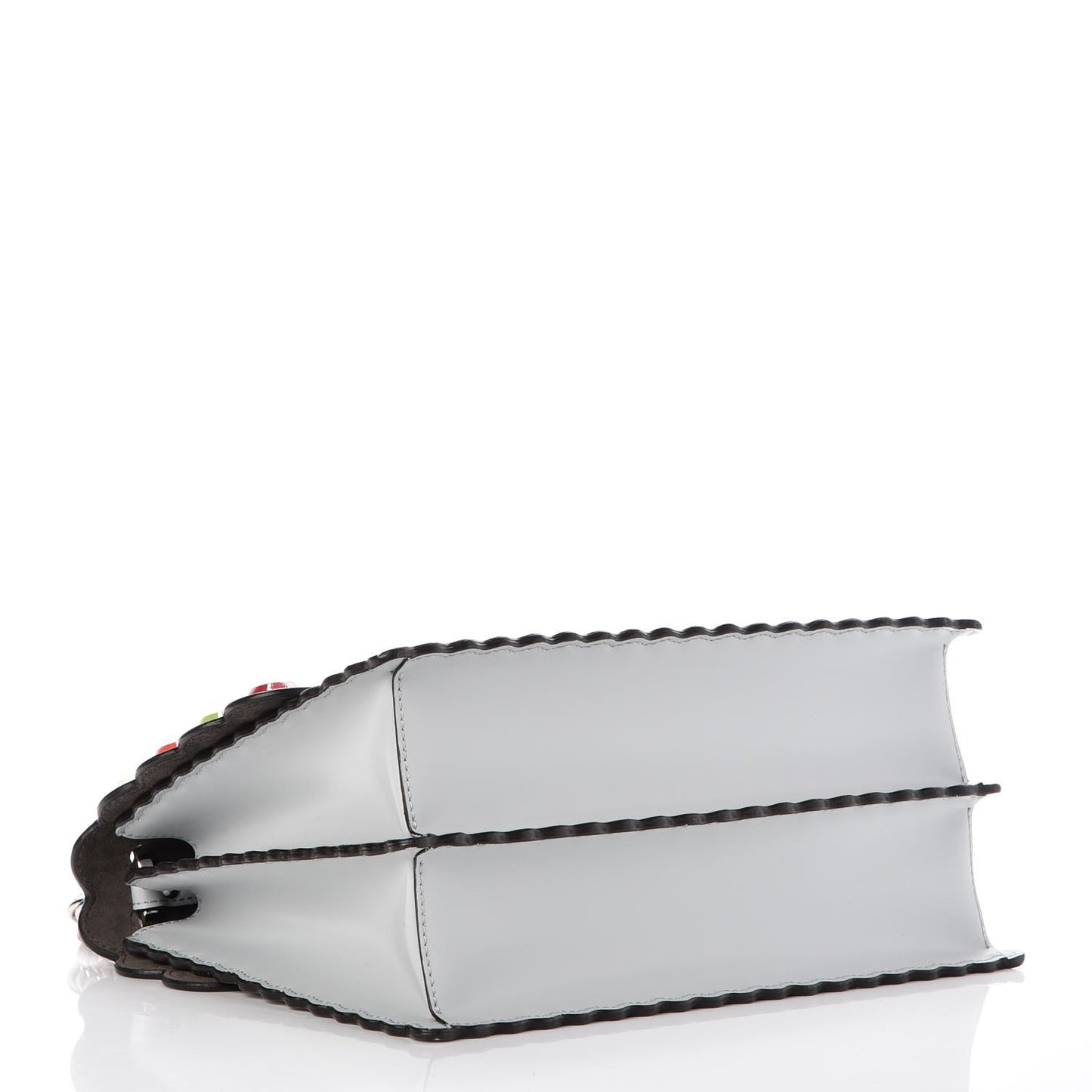 Vitello Liberty Scalloped Spike Studded Kan I Shoulder Bag Grigio Perla Multicolor