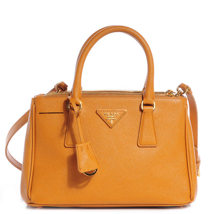 Prada Saffiano Lux Mini Double Zip Tote Ocra 1 of 10
