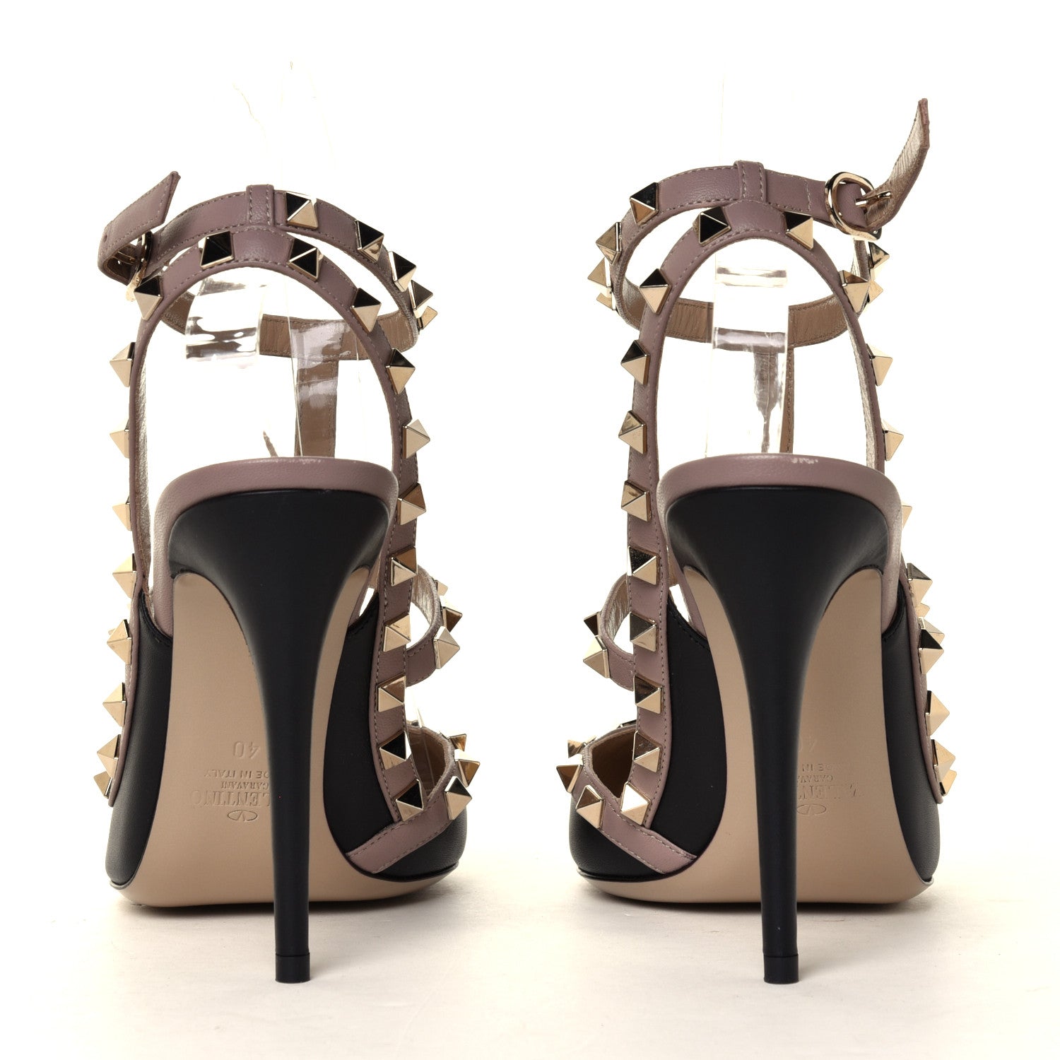 Valentino Garavani Nappa Rockstud Ankle Strap Pumps 40 Black Poudre 10 of 12