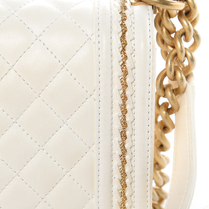 Chanel Lambskin Quilted Medium Chain Detail Boy Flap White 12 of 17