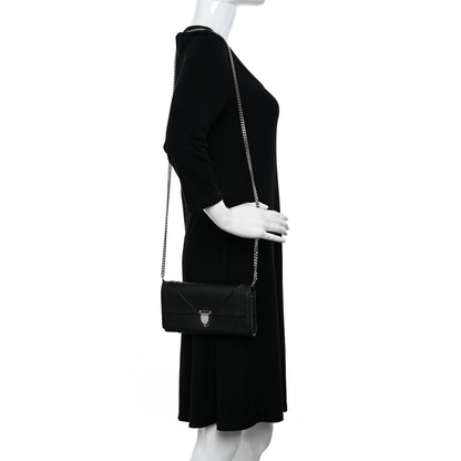 Christian Dior Grained Calfskin Diorama Croisiere Chain Wallet Black 2 of 13