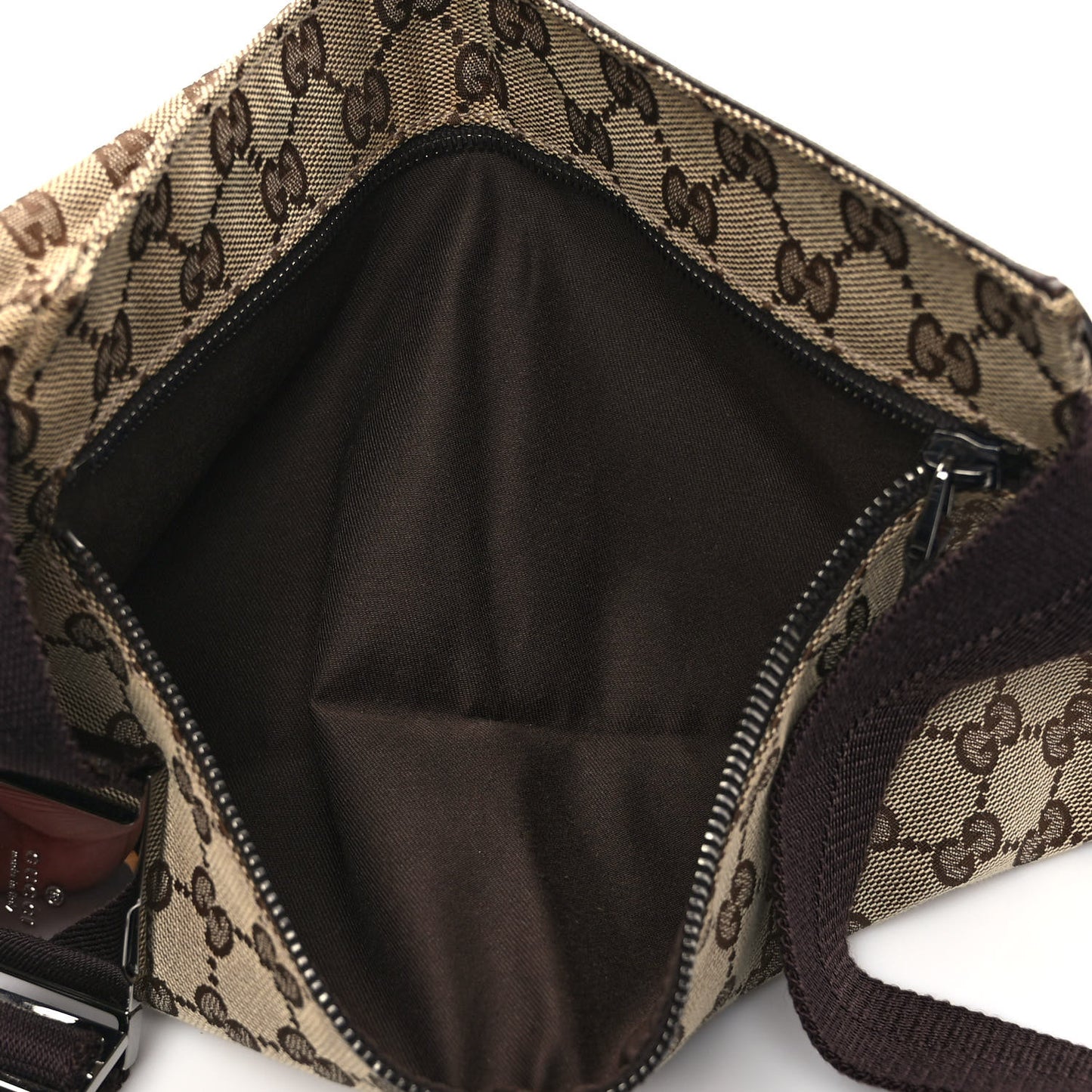 GG Monogram Double Pocket Belt Bag Dark Brown