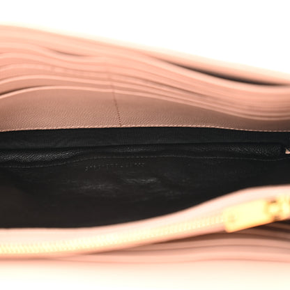 Saint Laurent Grain De Poudre Matelasse Chevron Monogram Chain Wallet Pale Pink 5 of 15