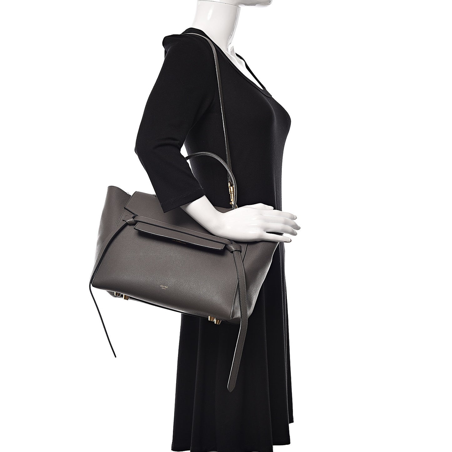 Grained Calfskin Mini Belt Bag Grey