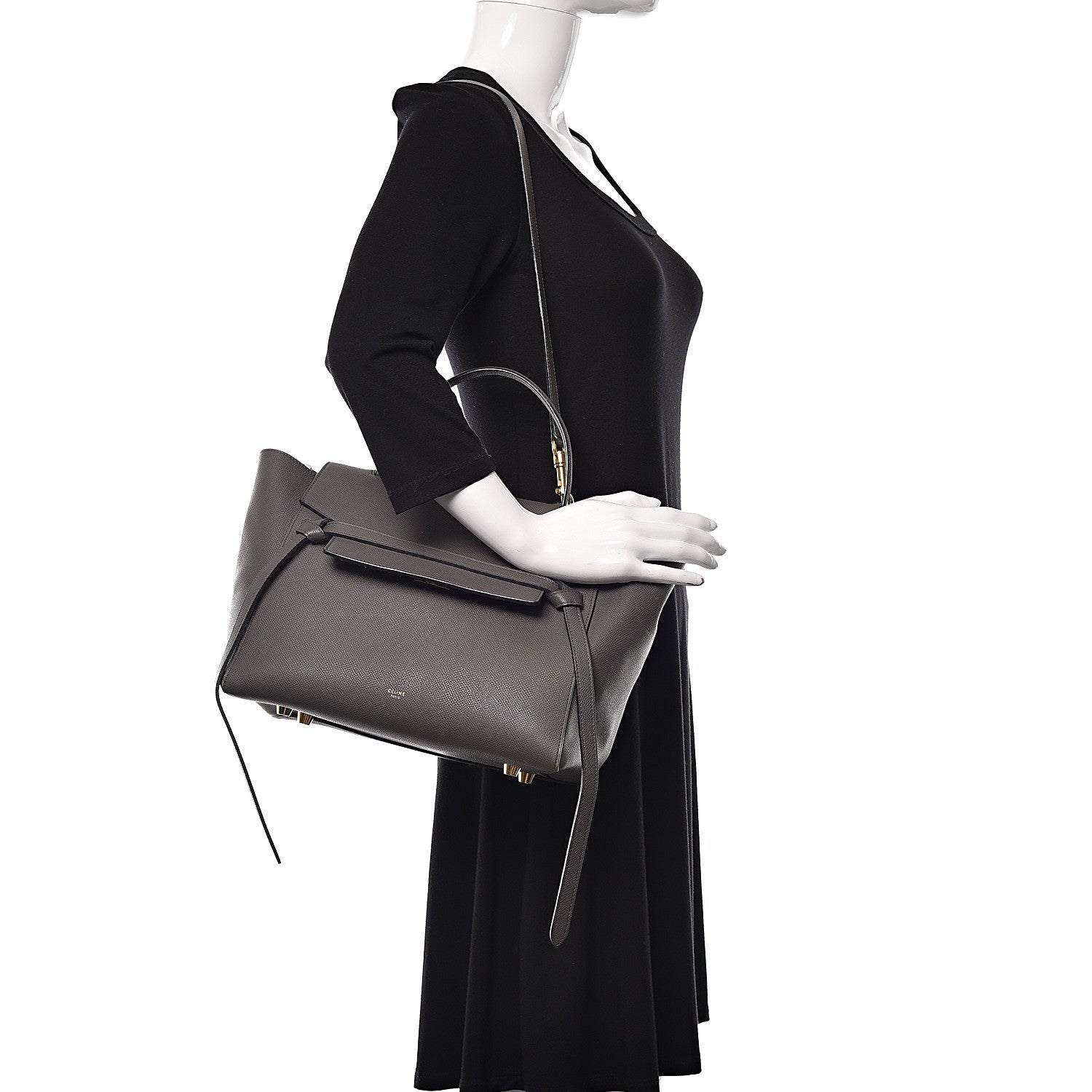 Celine Grained Calfskin Mini Belt Bag Grey 2 of 10