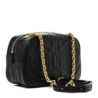 Salvatore Ferragamo Calfskin Quilted Gancini Camera Bag Black 3 of 11