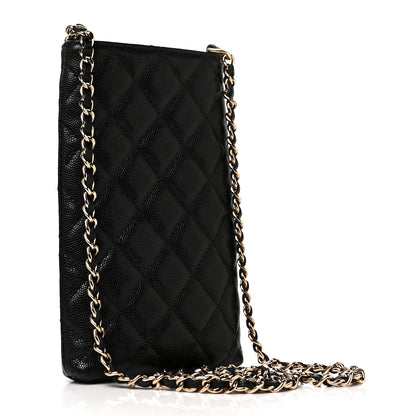 Chanel Caviar Quilted French New Wave Phone Holder With Chain Black 3 of 11