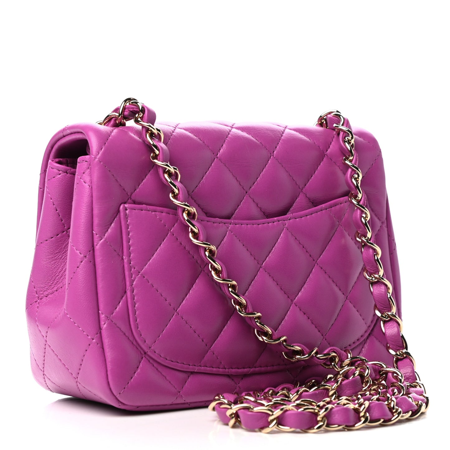 Lambskin Quilted Mini Square Flap Purple
