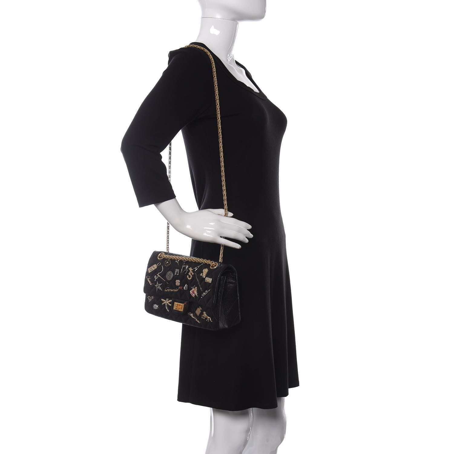 Chanel Aged Calfskin Lucky Charms 2.55 Reissue 225 Flap Black 2 of 11