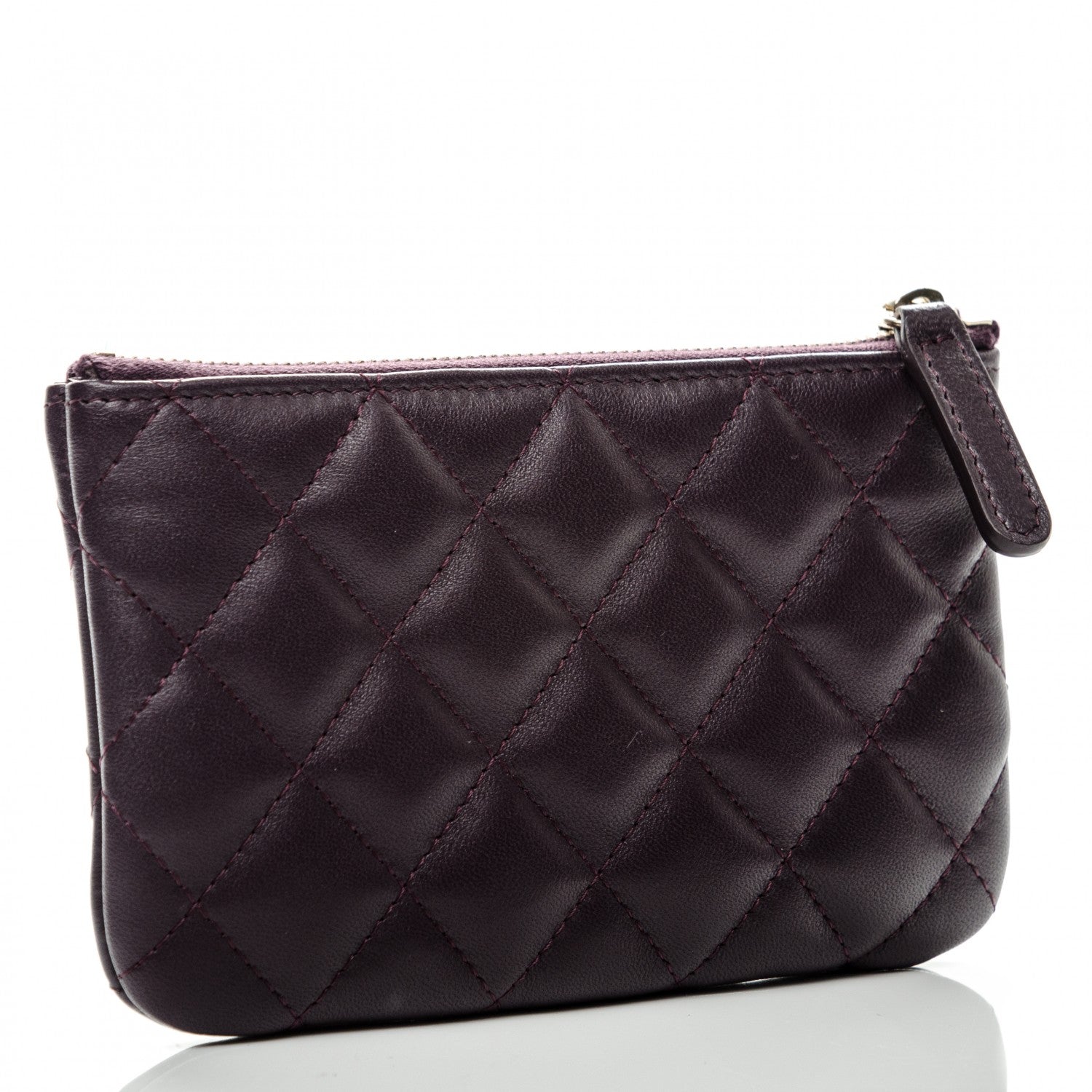 Chanel Lambskin Quilted Small Cosmetic Case Dark Purple 3 of 6