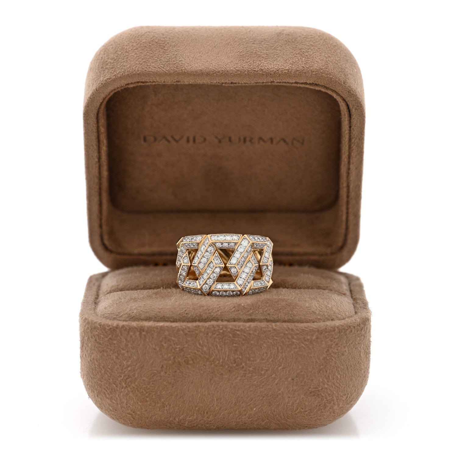 David Yurman 18K Yellow Gold Diamond 16mm Carlyle Ring 57 8 5 of 5
