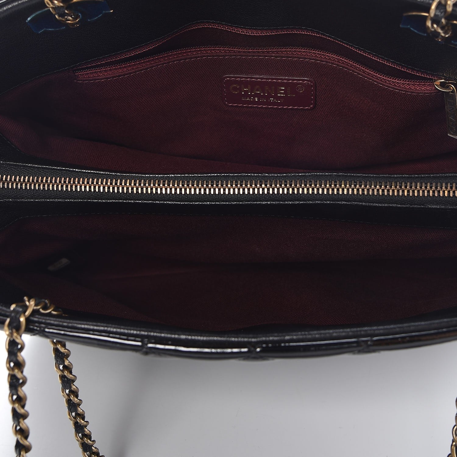 Chanel Patent Goatskin Quilted Small CC Eyelet Tote Black 5 of 11