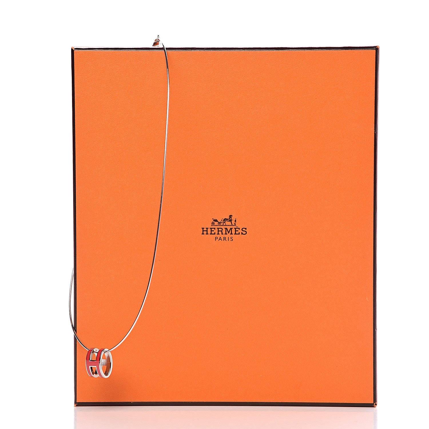 Hermes Lacquered Pop H Pendant Necklace Rouge Corail 6 of 6
