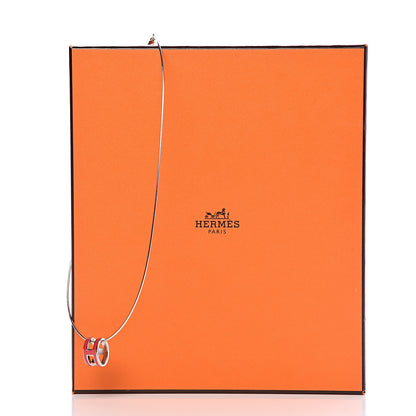 Hermes Lacquered Pop H Pendant Necklace Rouge Corail 6 of 6