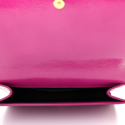Saint Laurent Textured Patent Classic Monogram Kate Clutch Electric Pink 5 of 8